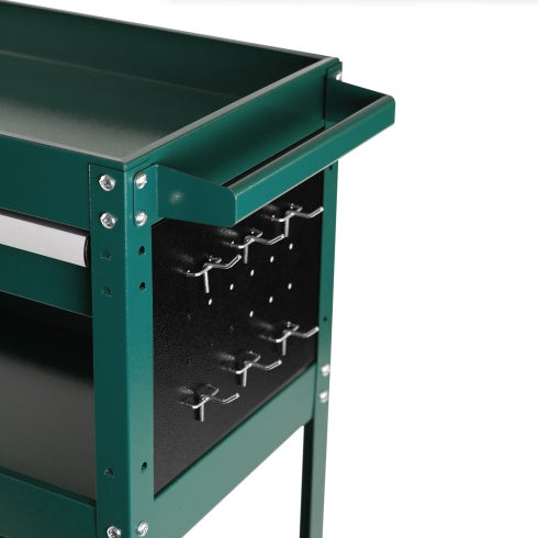 Метална сервизна количка с 3 нива – здрава мобилна количка с чекмедже за инструменти, подходяща за механици, гаражи, работилници и складове